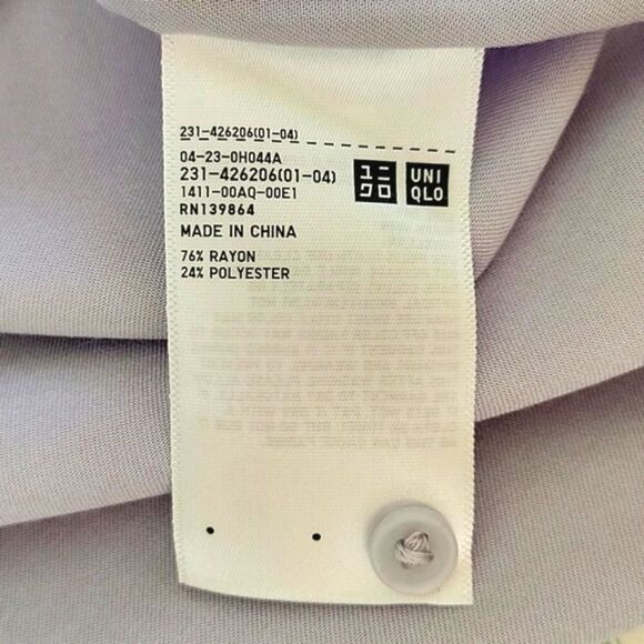 UNIQLO Purple Bow Tie Long Sleeve Button Down Shirt size XS Professional Dressy - Picture 12 of 14